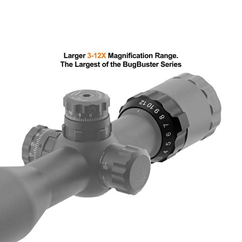 Leapers UTG 1\" BugBuster 3-12X32 Scope, Side AO, Mil-dot, QD Rings (SCP-M312AOWQ)
