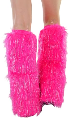 Image of ToBeInStyle Women's Faux Vibrant Fur Retro Daring 60' Inspired Ravewear Knee High Leg Warmers