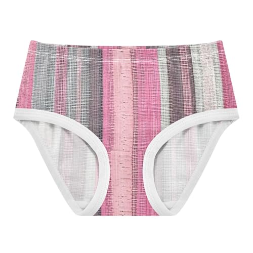 Pink and Gray Striped Girls' Panties Training Breathable Toddler Underwear for Young Girls in Sizes 2T,3T, 4T, 5T, 6Y and 8Y