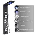 ELLO&ALLO Stainless Steel Shower Panel Tower LED Head Shower Faucet Rain Massage System with Body Jets, Black
