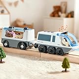 Tiny Land Battery Operated Action Locomotive Train - Powerful Engine Bullet Train Set Compatible with Major Brand Tracks - Battery Powered Track Toys for Toddlers Boys Girls Kids 3 4 5 - White