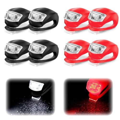 QDDfufu Luces Bicicleta Delantera y Trasera 8 Piezas, Luz Bicicleta Delantera de 3 Modos,Luz Delantera Bicicleta Potente led,Luces de Coche adecuadas para Bicicletas, Scooters y cochecitos
