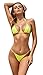 SHEKINI Costume da Bagno Donna Micro Coppa Piccola Triangolo Regolabile Halter Bikini Top Costumi Due Piece Donna Vita Bassa Perizoma Brasiliano Bikini Fondo (Giallo Fluo, S)