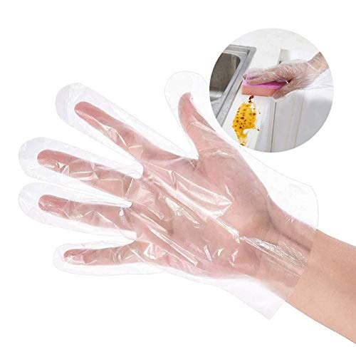 Guantes desechables 100 PCS, guantes impermeables de vinilo, guantes protectores transparentes para las manos para la limpieza, la cocina, la cocina, los alimentos, el tinte para el cabello