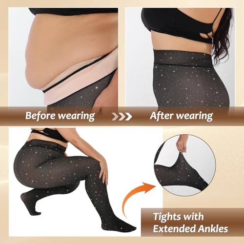 Image of UISLII Plus Size Fleece Lined Tights for Women