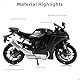 Risopen 1:12 Motorrad Modell kompatibel für Yamaha YZF-R1 1000R Legierung Diecast Motorrad Modell Spielzeug Mini Moto Geschenk (schwarz)