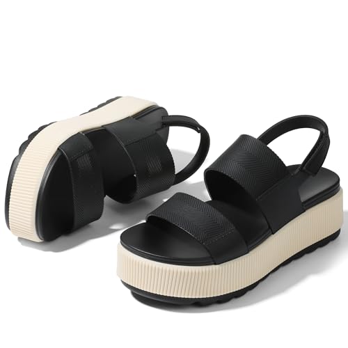Image of Lovee Cosee Platform Water Sandals for Women Chunky Wedge Lug Sole Comfortable Waterproof Summer Walking Beach Shoes