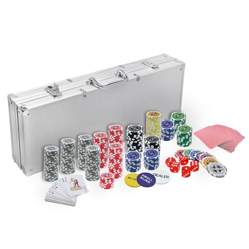 AufuN Pokerkoffer 500 Chips Laser Pokerchips 12 Gramm Metallkern,...