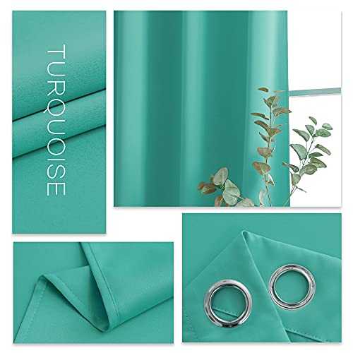 Ygo Turquoise Window Valance Curtains Easy Care Home Decor Curtains With Grommet Top For Basement Kitchen 52W By 18L 2 Panels #TOP3