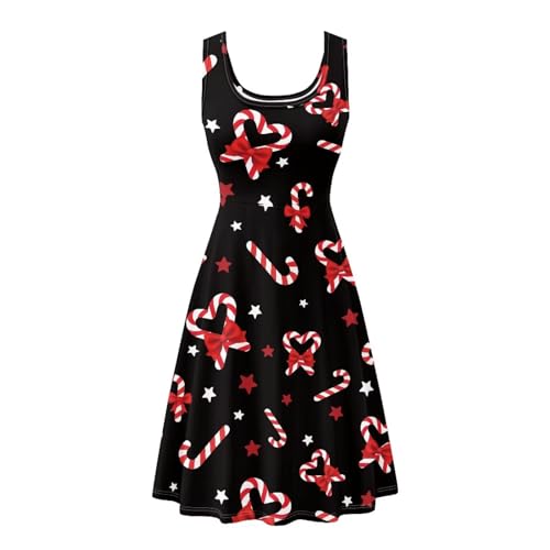 Image of Women's Casual Loose Sundress Midi Sleeveless Crewneck Dress Summer Beach Tank Dress with Pockets