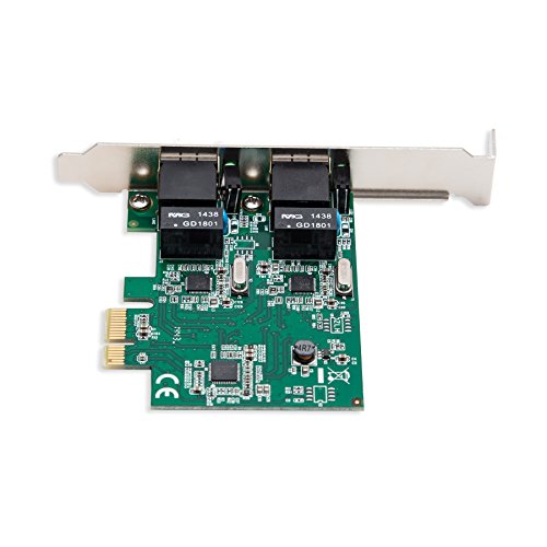 Image of Syba Dual Port Gigabit Ethernet PCI Express 2.1 PCI-E x1 Network Adapter Card (NIC) 10 /100 /1000 Mbps Card with Realtek RTL8111 Chipset, 2 Port (SD-PEX24041)