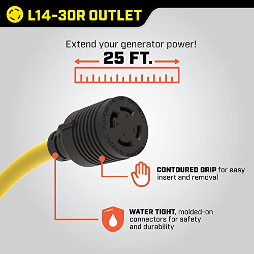 Champion Power Equipment 25-Foot 30-Amp 250-Volt Generator Power Cord for Manual Transfer Switch (L14-30P to L14-30R) - Image 4