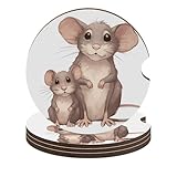4 posavasos de coche para madre e hijo, ratas, posavasos antideslizantes para bebidas, almohadillas absorbentes de goma, accesorios universales para el interior del coche para la mayoría de vehículos