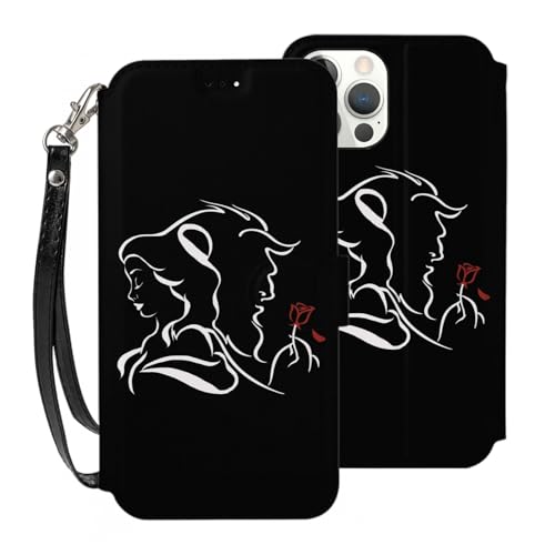 美女と野獣(1) 手帳型 ケース iphone12 mini-5.4 適応 ストラップ付き レザー 耐衝撃 マグネット財布型 カードポケット 指紋防止 アイフォン12プロ 柔軟 アイフォン12 カバー プレゼント cfv13