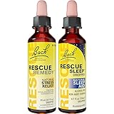 Day & Night Dropper Bundle, Bach Rescue Remedy Dropper, Natural Stress Relief [and] Rescue Sleep Dropper, Natural Sleep Aid, Homeopathic Flower Essence, Vegan, 2 Pack, 20mL Ea