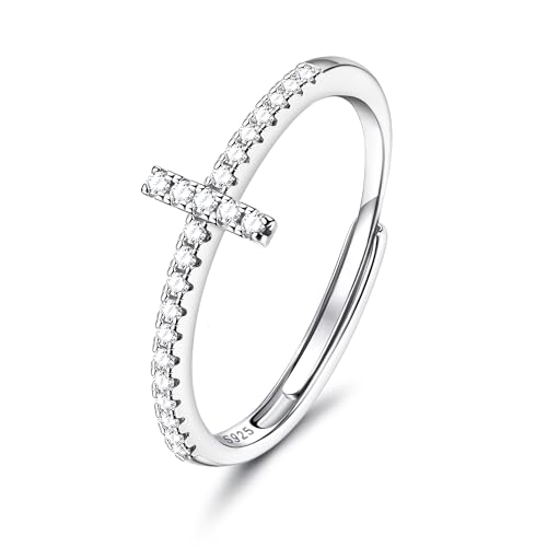 Adramata Anillos Plata de Ley 925 Ajustable para Pulgar - Anillo Infinito Cruz Nudo de Lazo - Anillos de Compromiso Alianzas Boda - Anillo de Promesa - Regalos para Mujer