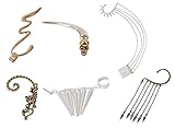 Bundle Monster 6pc Punk Style Ear Wrap Charm Ear Cuff Earring Stud Fashion Accessory for Pierced + Non Pierced Ears - Set 1