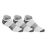 ASICS Unisex Quick Lyte Cushion Single Tab Socks (3 Pairs), White/Grey Heather, X-Large