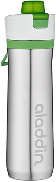 Aladdin Active Hydration Thermavac Stainless Steel Sports Water Bottle 0.6L Green  Leakproof Lid - Thermos Flask with Refill Tracker - BPA-Free Gym Bottle - Dishwasher Safe