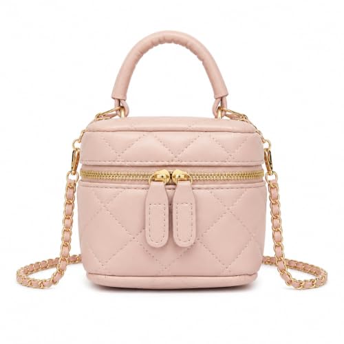 FRZTOUR Purse Minis Quilted Mini Chain Crossbody Bag 2026 Trendy Shoulder Handbag for Women (pink)