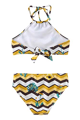 Image of Girls Two Piece Bikini Swimsuits Pink Halter Bathing Suit