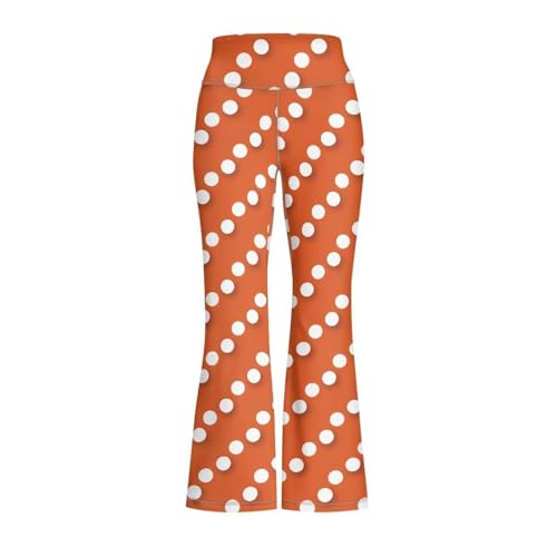 Hawapod Kids Flare Pants Girls Orange Polka Dot Bottoms Cute Classical Yoga Dance Bootcut Pants