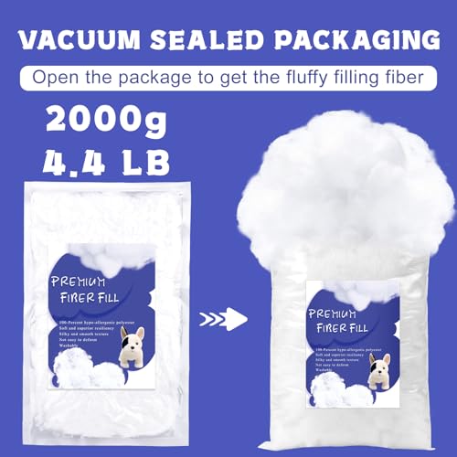 BUTUZE 4.4lb Polyfill Stuffing, (4.4lb-2.1oz) Fiberfill for Crafts, Polyester Fiber Fill, Resilience Fill Fiber for Stuffing Pillow and Home Decoration Projects