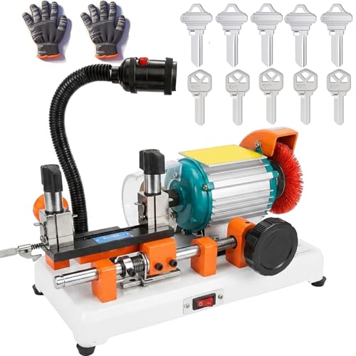 Key Cutting Machine Accurate Manual Keys Duplicator Copy Machine with Brush for Door Car Locks Cutting Metal Objects and Locksmiths & Hardware Stores(with 10 Keys and Gloves