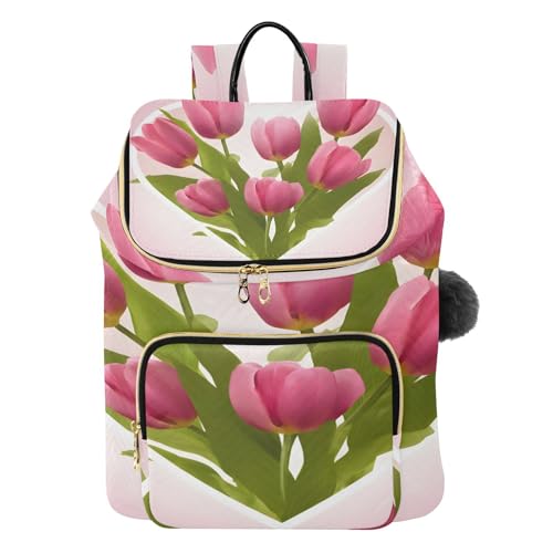 Sac à dos femme tulipes roses pour ordinateur portable chic