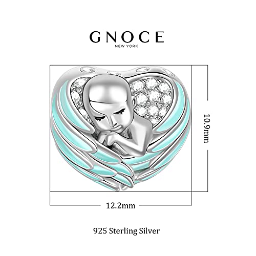 Gnoce Baby Charm Bead 925 Sterling Silver Sleeping Baby Wrapped In Angel Wings Charm With Czs Fit For Bracelet/Necklace Charm Gifts For Mothers Friends (Blue) #TOP6