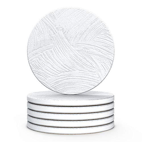 LIFVER Coasters for Drinks Absorbent Coasters Set of 6 Ceramic Coasters with Cork Base Gift for Birthday Housewarming Suitable for Wooden Table 4 Diameter