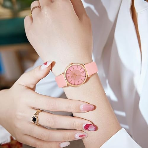 Image of IIK COLLECTION Watches for Women Round Dial |Analogue Quartz Movemnet Ladies Watch|Long Battery Life|Leather Bracelet Strap|Buckle Lock Clasp Safety Watches for Girls