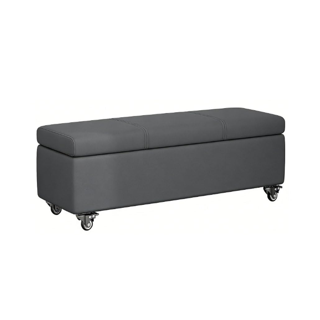 Otomana con ruedas para dormitorio: banco baúl gris oscuro de 40x40x60cm