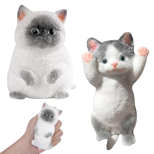 2Piezas Taba Squishy Gato Squeeze Juguete, Gato Fidget Toys Gato Fufu Squishy Toy...