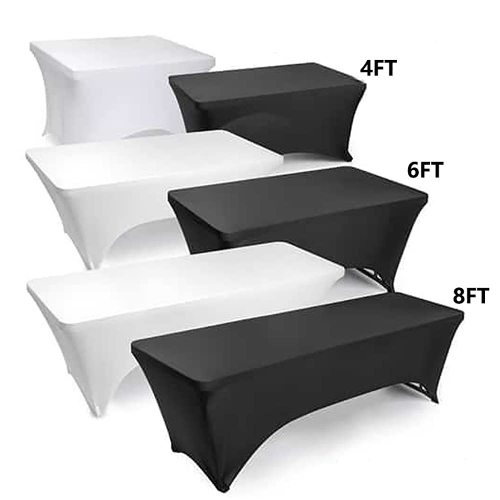 Namvo Stretch Tafelkleed, 4ft Rechthoekig Spandex Diner Tafelkleed Vierwegs Strak Aansluitend Elastische Stretch Tafelhoes Tafelblad Protector voor Vouwtafel Bruiloft Bar Banket Party
