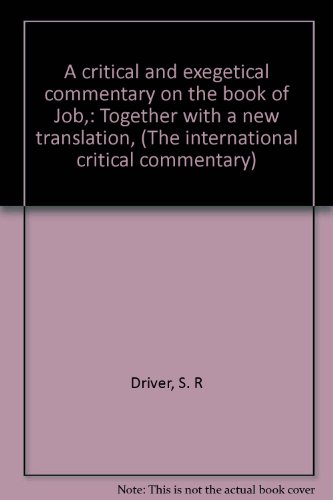 A critical and exegetical commentary on the boo... B0007AF6TS Book Cover