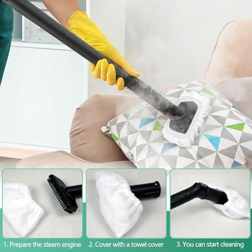 Dampfreiniger Mikrofaser Ersatztücher Set, 10 x Ersatzbezug Tücher für Handdampfreiniger Kompatibel mit SC2/SC3/SC4/SC5 Ersatzbezug Tücher waschmaschinengeeignet