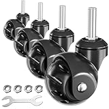 2 in Ball Caster Wheels - Threaded Stem Castors (Stem Diameter 3/8', Stem Length 1'),Heavy Duty 1200 LBS,Swivel Casters Set of 4,Replacement Wheels for Furniture,Cart, Chair, Cabinets,Coffee Table