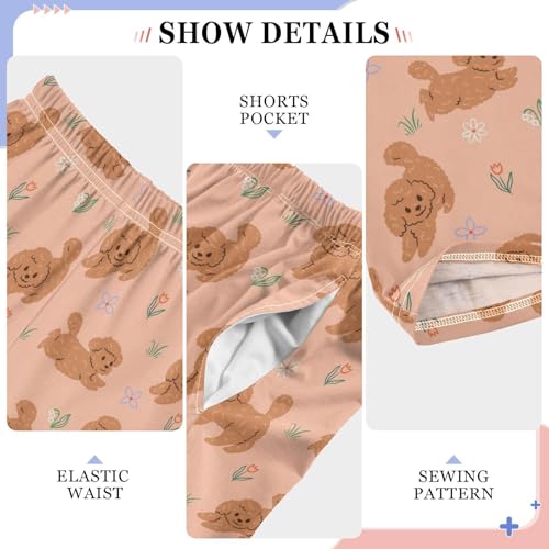 ZZXXB Bichon Frise Flowers Boys Long Pants Soft Trousers Elastic Waist Kids Lounge Bottoms with Pockets S-XL4