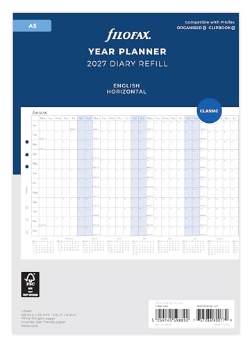 Filofax Agenda 2027 Orizzontale, Formato A5