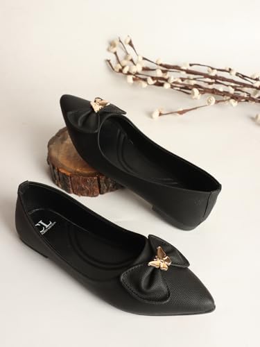 Image of Carlton London Elegant Bow Ballet Flats - Comfortable & Chic Everyday Shoes