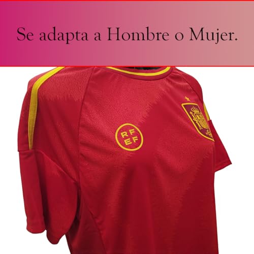 JYC CREATIVE Camiseta de España, Camiseta Roja, La Roja, Oficial Equipación Selección Española Fútbol, Unisex, (FR/ES, Letras, XL, Regular, Regular, España)