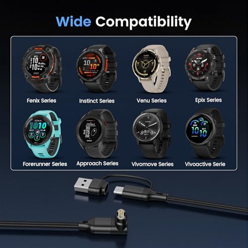 Cable de carga para Garmin Forerunner conector USB C en L que evita daños 2