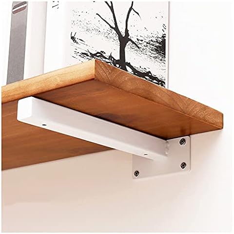 DLLY 2pcs Shelf Brackets, 35cm/14in Rustic Industrial Wall-mounted Shelve Support Bracket, Square Floating Shelving Brackets, Metal Iron Scaffolding Board Bracket, White,White-20cm/7.9in Cover