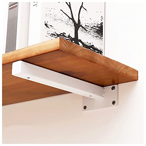 DLLY 2pcs Soportes De Estante, 35cm/14in, Soportes Estanterias Industrial Rústico en Pared, Escuadras Baldas Flotante Cuadrados, Soporte De Tablero De Andamio Metal, Blanco,White-10cm/3.9in Cover