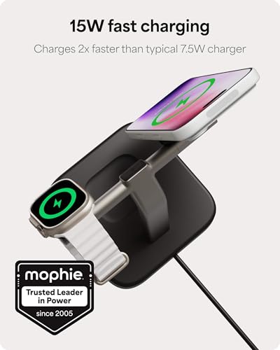 Mophie 3-in-1 Wireless Charging Stand – MagSafe iPhone, Apple Watch & AirPods, 15W — view 2