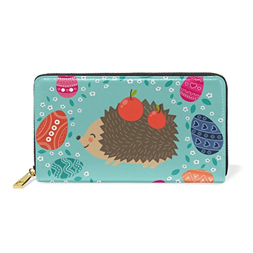 Huevo De Erizo Monedero Cremallera Billetera de Cuero Real Patrón Impresión Bolso para Niño Mujeres Teléfono Chica Hombre