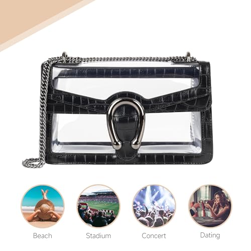 Image of Joryin Women's Stadium Approved Crossbody Bag for Women, Small Clear Bag Shoudler Purse with Chain Strap
