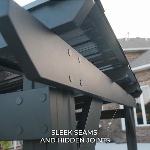 Backyard Discovery Rockport 8' x 6' Galvanized Steel BBQ Grill Gazebo Pavilion with Hardtop Steel Roof, Bar Tops, Powerport, Snow Load Support, Wind Resistance, Cook Station for Outdoor Patio or Deck - image 8