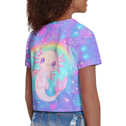 Image of Kids T Shirt Short Sleeve Crop Tops for Girls Summer Clothes Pullover Tees Shirt 5-14
